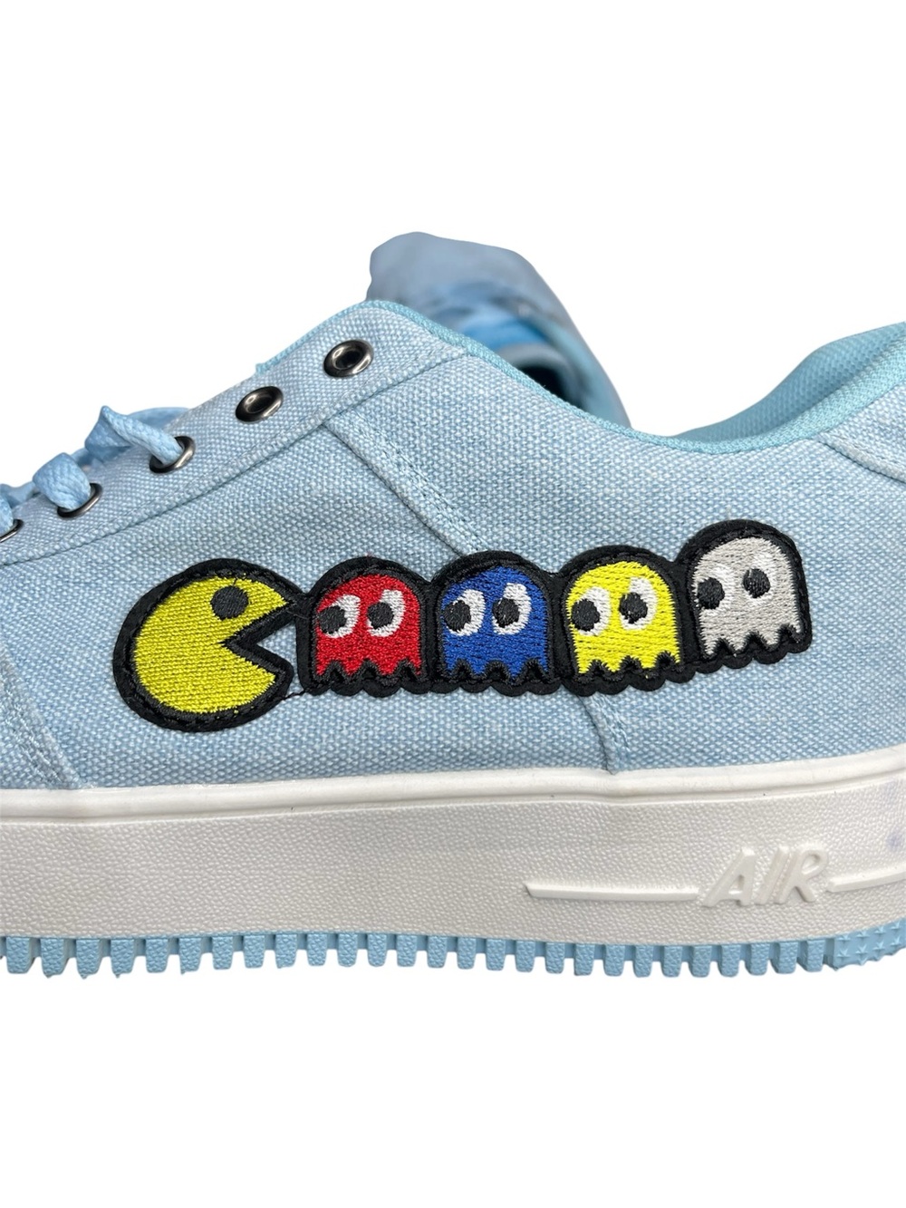 Light Blue Canvas Sneakers with Pac-Man Patch Fashion - Picture 5 of 8